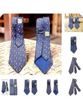 2: Classic Multi- Blue HEREMES Niecktie 100% Silk Neck Tie French Made (SELECT 1